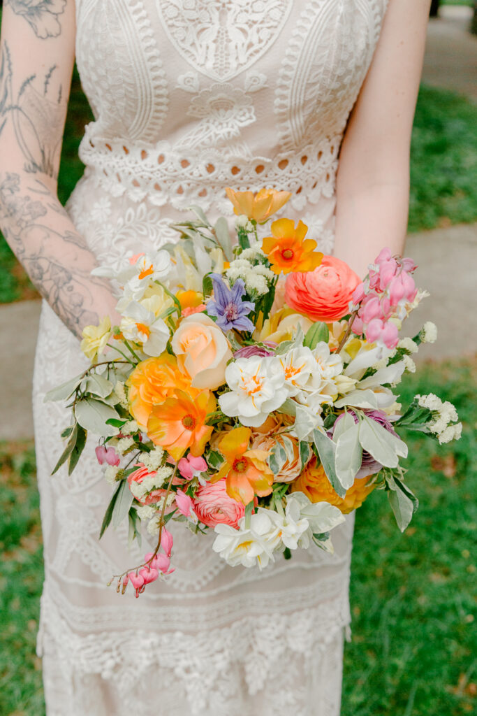 Spring bridal bouquet for a small wedding in Pennsylvania by Vay Photo