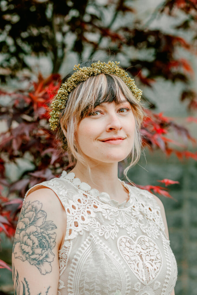 Spring bride in an embroidered wedding dress by Pennsylvania photographer Vay Photo