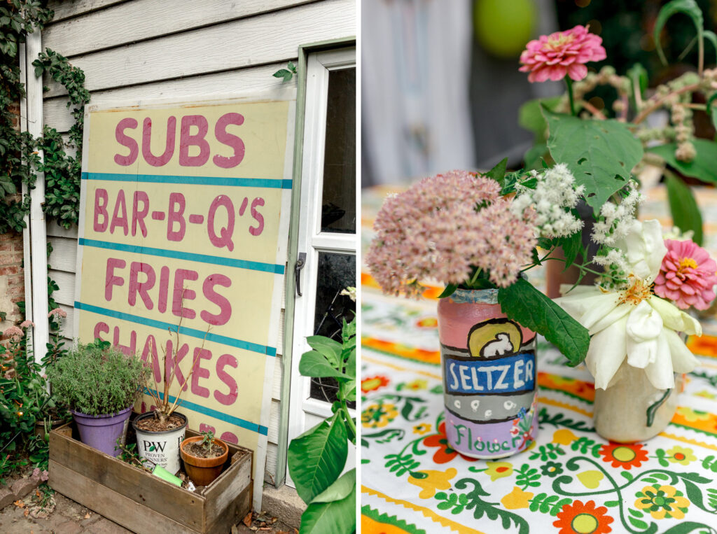 Colorful decor for an intimate backyard wedding by Philadelphia photographer Vay Photo